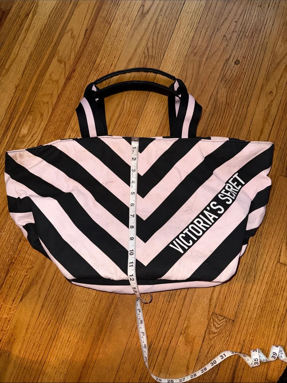 Victoria's Secret Pink and Black Chevron Logo Tote
